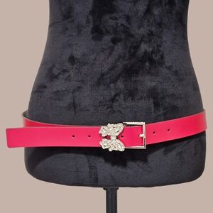 Kate Spade Belt Large Ripe Apple Red Rhinestone Butterfly Leather Vacation
